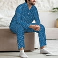 thumbnail image 6 of KLL Blue Star Print Sleepwear Mens Flannel Pajamas,Long Cotton Pj Set, 6 of 7