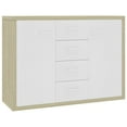 thumbnail image 2 of Sideboard Cabinet Inlife Storage Cabinet 4 Drawer 2 Doors White and Sonoma Oak 34.6"x11.8"x25.6" Chipboard, 2 of 6