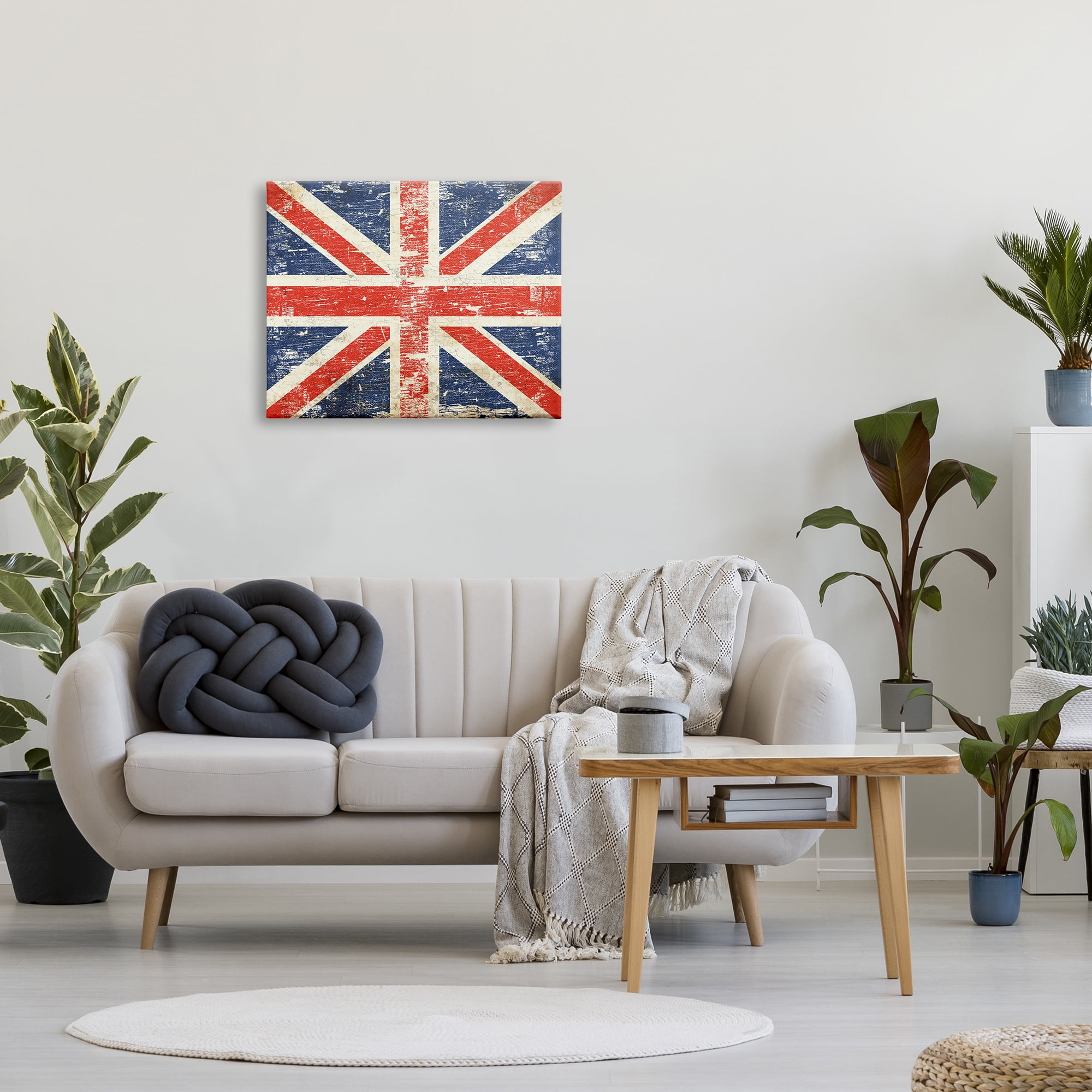 Stupell Industries Rustic United Kingdom Flag Town & City Painting Gallery Wrapped Canvas Print Wall Art, 30 x 24