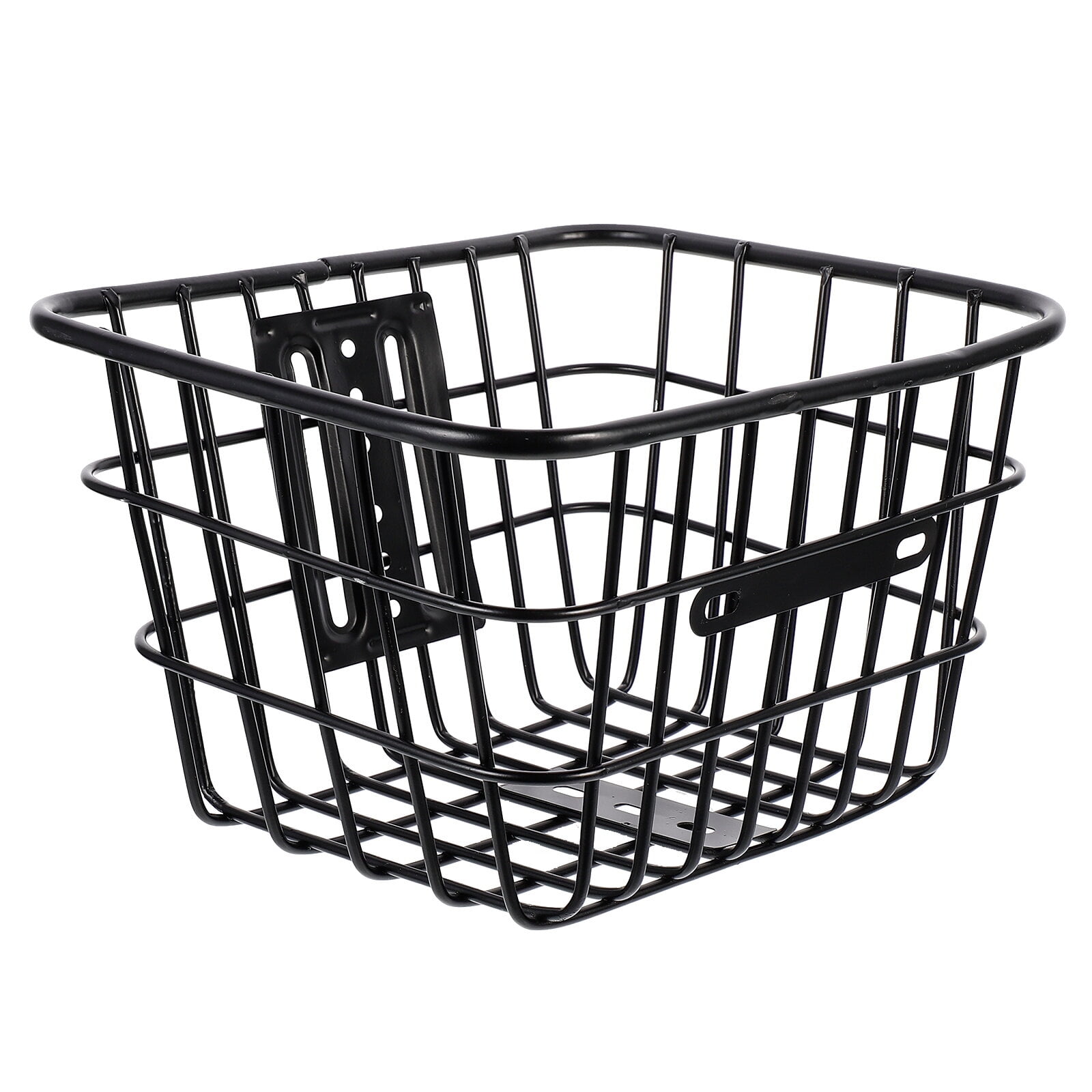 FRCOLOR Foldable Front Handlebar Basket for Bike Iron Wire Large Capacity Black