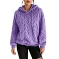 thumbnail image 2 of XUNKUSGA Womens Fuzzy Hoodies Classic Solid Color Textured Jacquard Fleece Pullover Top with Drawstring Hood Comfy Cozy Oversized Winter Warm Coat 4XL, 2 of 8