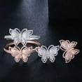 thumbnail image 3 of Fashion Brand Cubic Zircon Butterfly Shape Big Rose Gold Bangle Ring Jewelry Set, 3 of 9