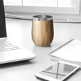 thumbnail image 3 of 12oz Insulated Wine Tumbler with Lid & Straw, Stainless Steel Egg Shape Cup, Wood Print, 3 of 5