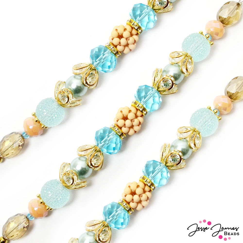 Dress It Up Jesse James Brand Beads 7" Aqua Glass Bead Strand