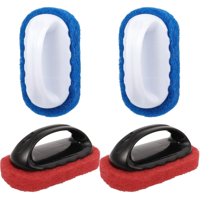 LYD 4 almohadillas para fregar de teca con mango, cepillo de teca para limpieza y pulido. LYD Cepillo de limpieza