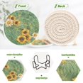 thumbnail image 4 of Haosy Set of 6 Drink Woven Coaster with Holder Heat Resistant Non-Slip Bar Coasters 4 Inches Bee Beehive Sunflower, 4 of 7