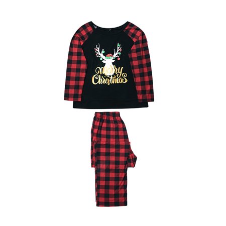 

Parent-Child Plaid Nightclothes Christmas Pajamas Elk Printed Family Matching Red Plaid Soft Long Pants