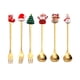 thumbnail image 5 of Juego de cucharas y tenedores navideños de acero inoxidable reutilizables para degustación. Oro 6 piezas, 5 of 8