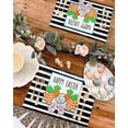 thumbnail image 4 of Easter Placemats Set of 6, Bunny Butt Carrot Placemat for Dining Table Decorations, Black White Stripes Place Mats, Spring Table Mats for Kitchen Dinner Seasonal Holiday Party Decor, 4 of 6