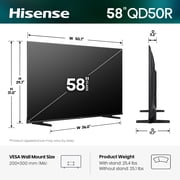 Hisense 58-Inch QD50 Series QLED 4K UHD Smart Roku TV (2026) - QLED, HDR10, HLG, Game Mode Plus, VRR / ALLM, DTS Studio Sound, Google Assistant