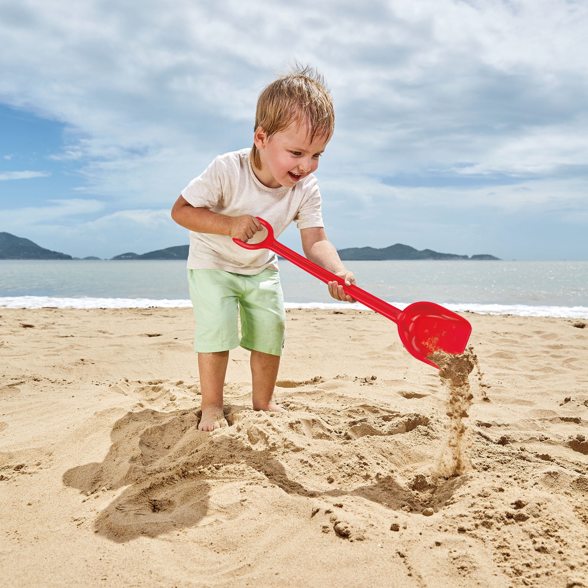 Hape: Sand Shovel - Red - 21.7", Beach Toy, Scoop & Dig, Garden-Snow-Sand-Dirt, Outdoor Play, Heavy Duty BPA Free Plastic, Kids & Toddlers Ages 18mo+