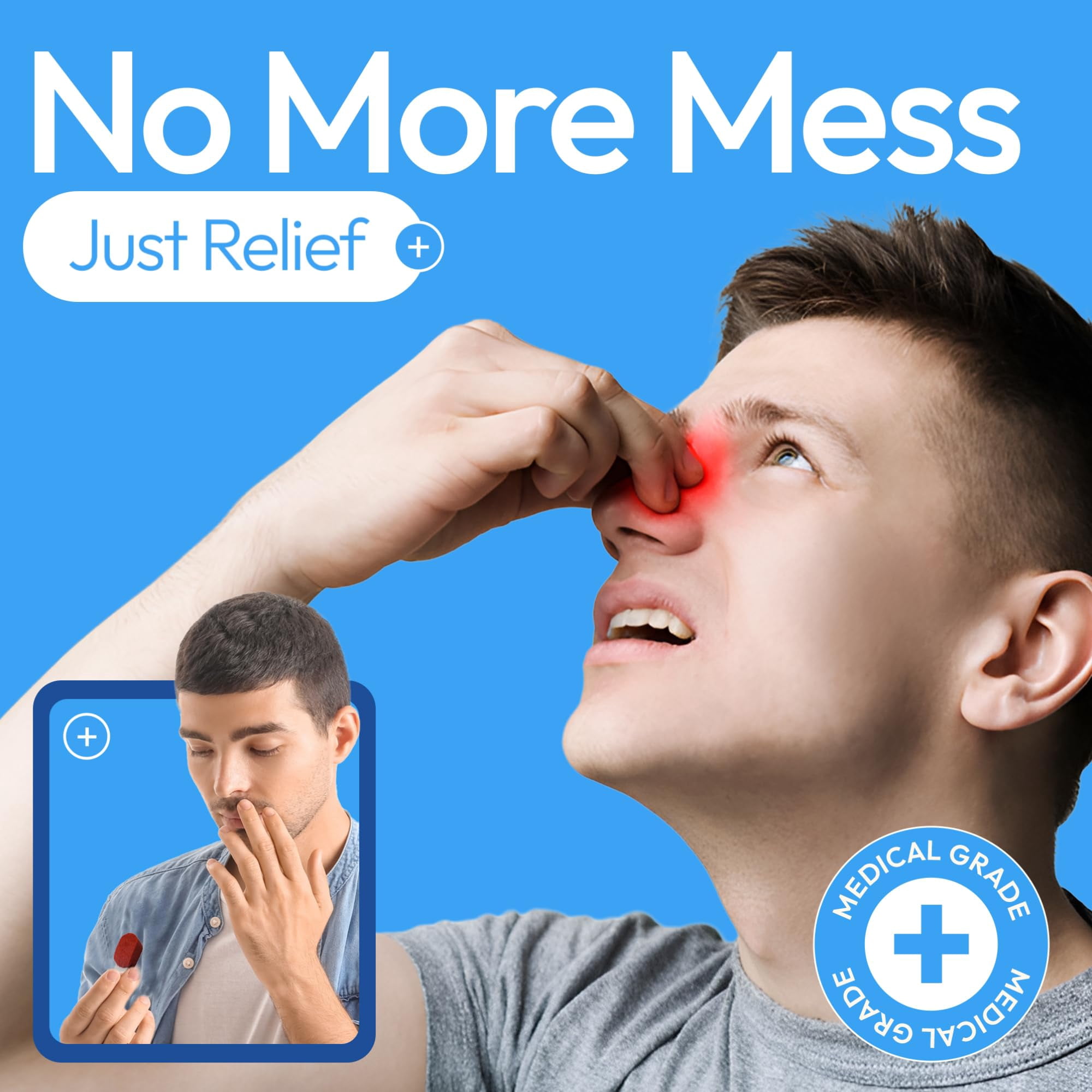 NozeCalm Nose Bleed Stopper- 12 Counts - Nasal Plugs for Kids, Adults & Seniors, Fast-Acting Non-Stick Plugs - Zero-Chemical Bloody Nose Solution