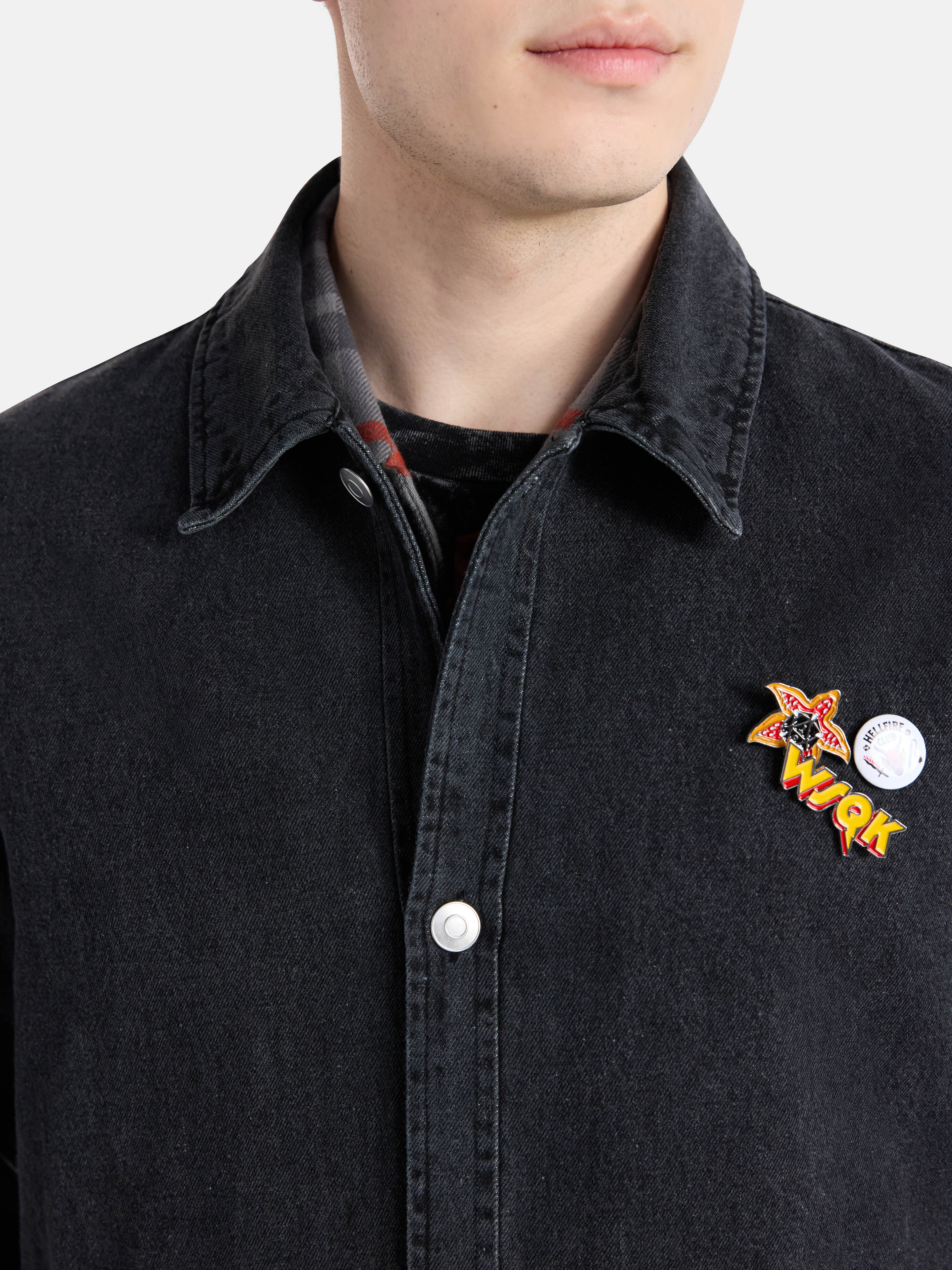 Netflix Stranger Things Washed Cotton Denim Jacket from No Boundaries, Men’s and Big Men’s