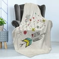 thumbnail image 4 of Saying Soft Flannel Fleece Blanket, Autumn is Loading Phrase with Flowers Arrow Floral Elements Vintage Style Art, Cozy Plush for Indoor and Outdoor Use, 50" x 60", Red Yellow Beige, by Ambesonne, 4 of 5