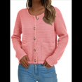 thumbnail image 2 of Suéteres de Punto para Mujer, Moda de Otoño, Larga, Botones, Chaqueta Informal de Moda, Ropa de Invierno. Melocotón L, 2 of 9