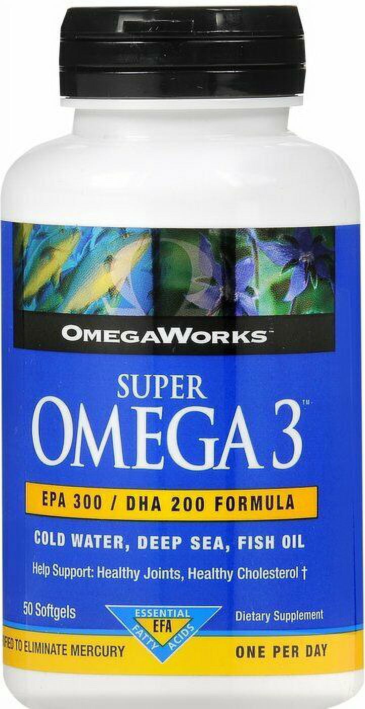 OmegaWorks Super Omega 3 EPA 300 / DHA 200 Formula Fish Oil Softgels 50 Each - (Pack of 6)