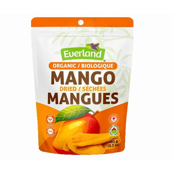 Everland Tranches de Mangue Séchée Biologiques, Sans Sucre Ajouté, Collation Naturellement Sucrée et Moelleuse - 150 g