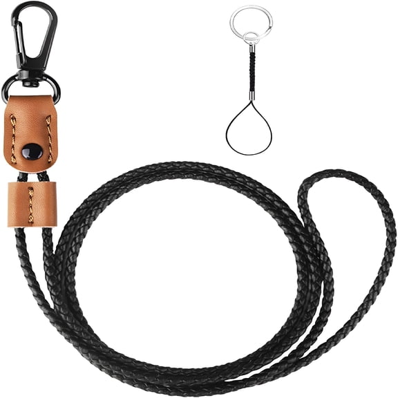 GASTROPOD Lanyard Durable Nylon Adjustable Length Long Badge Lanyards for ID Badges Holder Keys Neck Leather Lanyard (Brown)