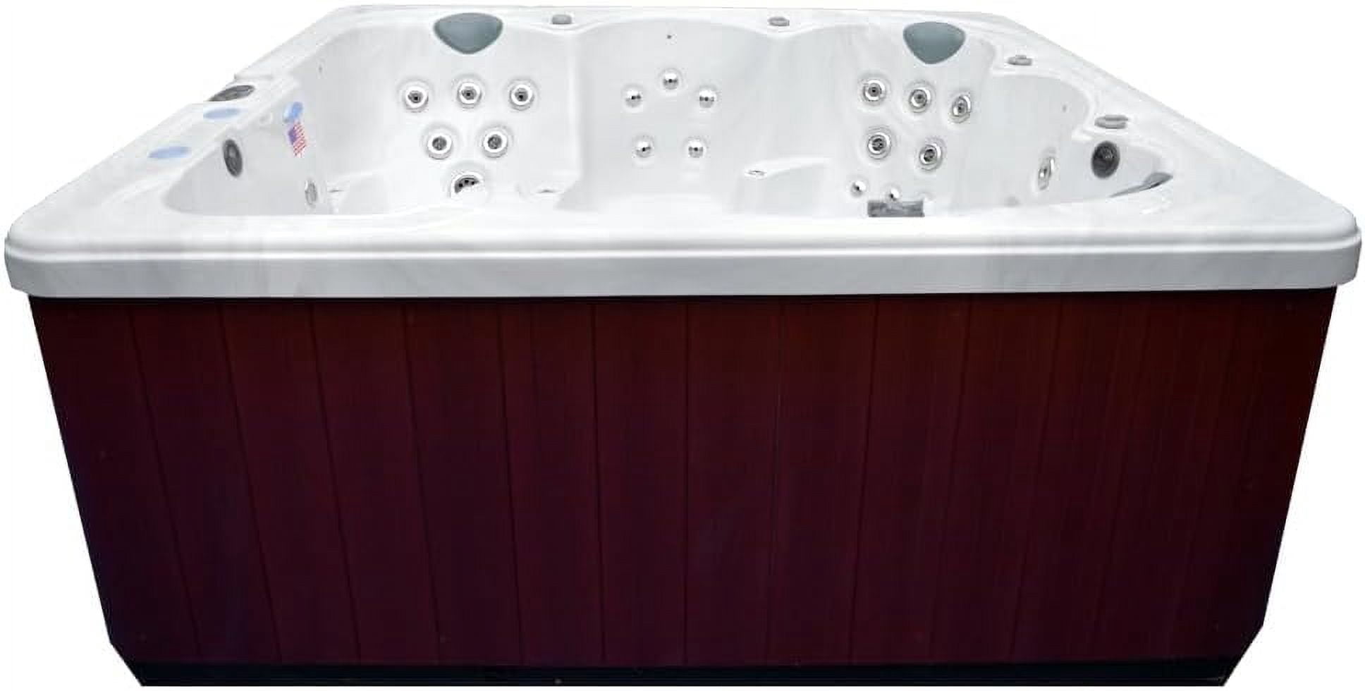 Home & Garden HG90 6-Person Hot Tub with 90 Therapy Jets and Bluetooth Audio – Sterling or White Acrylic Interior and Mocha Exterior Cabinet - Ideal for Backyard Relaxation and Hydrotherapy