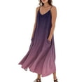 thumbnail image 5 of WTOBBY Women's Summer Casual Loose Long Beach Vacation Dresses Gradient Print Sleeveless with Pockets for Travel and Resort Wear,Purple S, 5 of 5