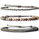 thumbnail image 1 of Xiao Hua Pulsera de cuentas de piedra natural hecha a mano, regalo para hombres, pulsera de cuerda ajustable, 3 piezas A07, 1 of 5