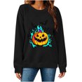 thumbnail image 5 of SBYOJLPB Women's Long-Sleeved Tops Round Neck Halloween Print Holiday Top, 5 of 6