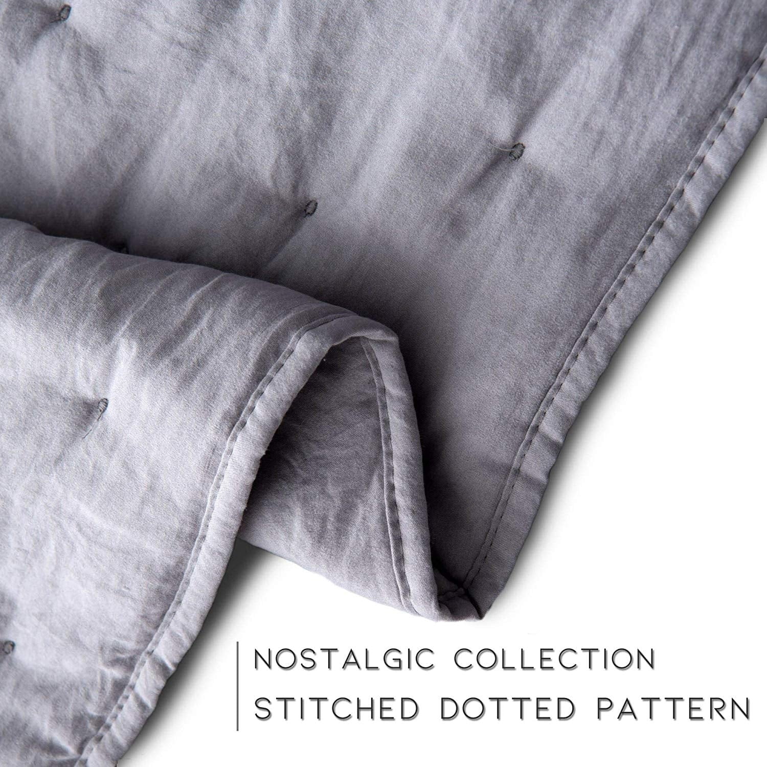 Kasentex  3-Piece Quilt Set Ultra Soft Microfiber Stone-Washed Lightweight All Season Grey Queen