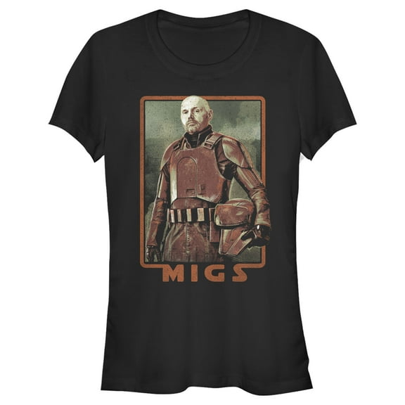 Junior's Star Wars: The Mandalorian Migs Rustic Portrait Graphic Tee Black 2X Large