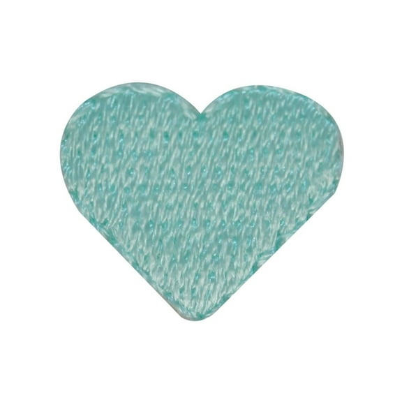 ID 3299A Lot of 4 Tiny Teal Heart Patch Love Shape Embroidered Iron On Applique