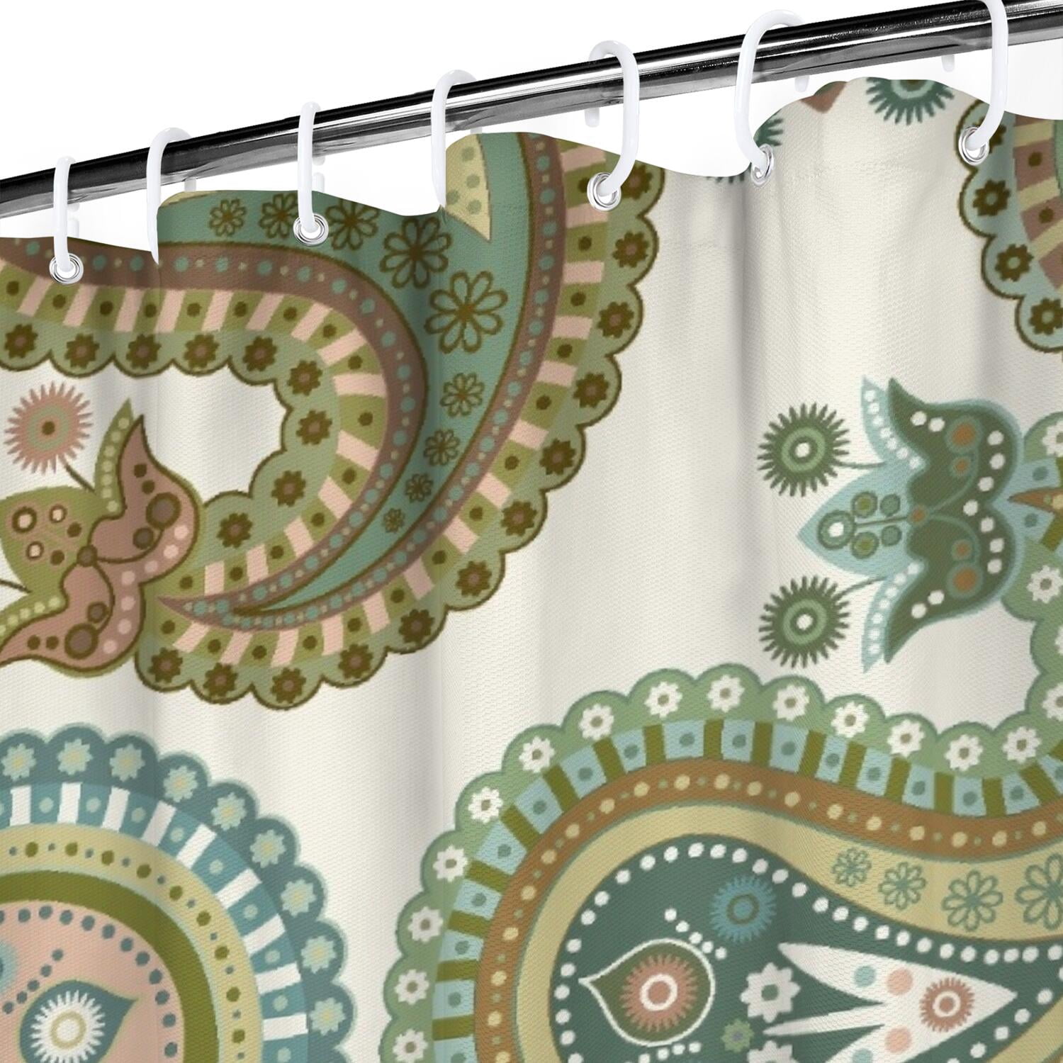 Abstract Paisley Art Shower Curtain Decorative Print Mandala Inspired Waterproof Fabric 36x72 inches