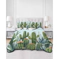 thumbnail image 3 of Green Cactus Twin Size Down Alternative Comforter, Lightweight Comforter Quilt Bedding Set with Pillow Shams Watercolor Summer Botanical Blue All Seasons Bed Comforter Duvet Insert 68"x86", 3 of 7