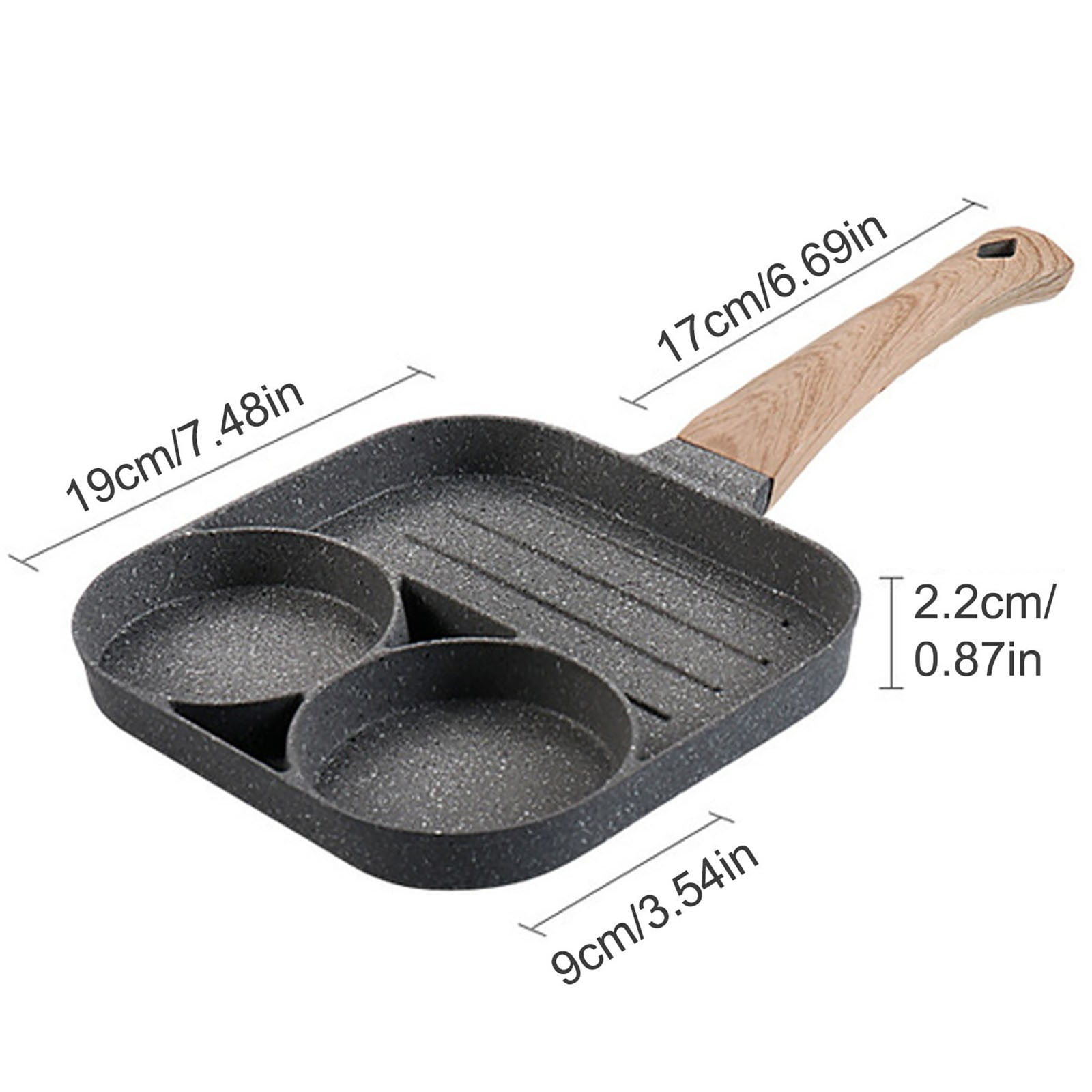 Mfigree Nonstick Divided Grill Pan for Stove Tops, 3-Section Versatile Breakfast Grilling Pan, Durable Square Grill Skillet, Steak Griddle Pan,Induction Compatible