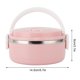 thumbnail image 4 of Thermal Lunch Box Stackable Hot Food Insulated Box 304 Stainless Steel Round Lunchbox Sealed Food ContainersMonolayer 304 Thickened ( Pink ), 4 of 4