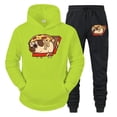 thumbnail image 4 of Conjuntos de sudaderas con capucha y gráficos de Pizza Bulldog para hombre, moda de anime, sudaderas de manga larga con perro, pantalones casuales unisex estilo Harajuku, 4 of 5