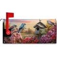 thumbnail image 4 of Birdhouses Bird with Spring Flowers Magnetic Mailbox Cover MailWraps Garden Yard Home Decor for Outside Oversized-25.4" x20.8"\u2026, 4 of 6