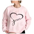 thumbnail image 4 of Tarmeek Long Sleeve Jesus Shirts for Women Fashion Loose Round Neck Pink Christan Sweatshirts Jesus Faith Pullover Casual Womens Tops Pink, 4 of 5