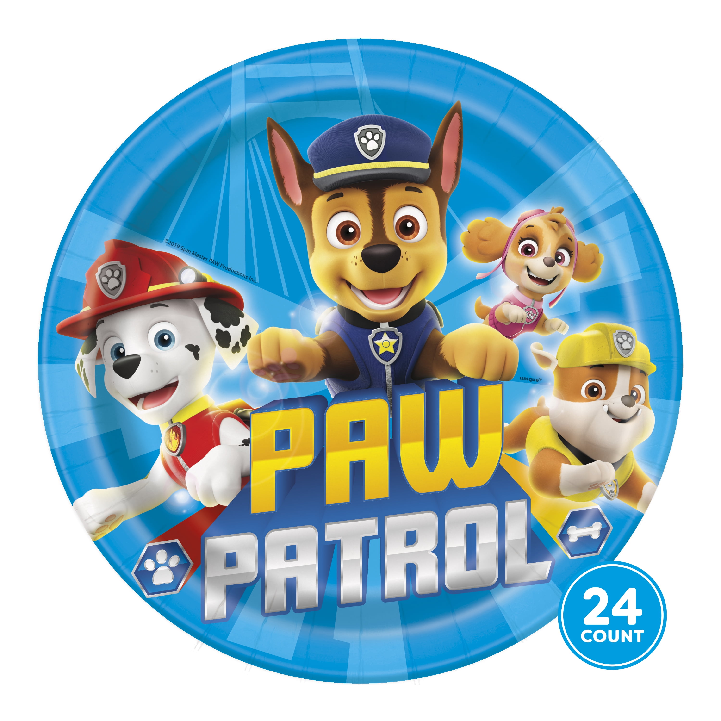 PAW Patrol Paper Birthday Party Dinner Plates, 9in, 24ct