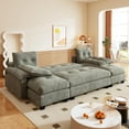 thumbnail image 4 of 104.7'' Futon Sofa Bed Full, Oversized Folding Sleeper Sofa Bed, Convertible U-Shaped Double Chaise, USB, Type-C, Adjustable Backrest, Chenille Futon Couches for Living Room, Bedroom, Gray, 4 of 12