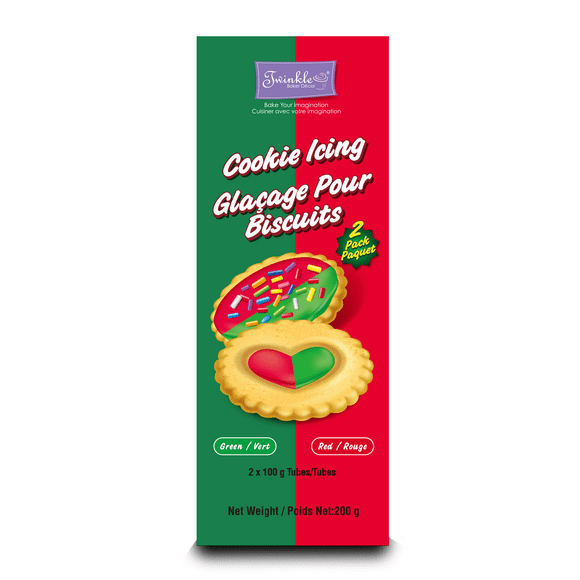 Glaçage pour biscuits Twinkle, rouge/vert, paquet de 2 200g Rouge/vert, 2pk, 200g