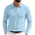thumbnail image 6 of Men's Corduroy Pullover Polo Shirt Long Sleeve Slim Fit Business Casual Golf Top, 6 of 8