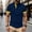 #120-Dark Blue, variant on Men's Solid Color Color Block Button Short Sleeve Camp Collar Top Shirt Sky Blue XXL Gifts for Father