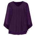 thumbnail image 4 of Women's Fancy Blouses Double Layers Mesh Dressy Tops 3/4 Ruffle Bell Sleeve Shirts, 4 of 6