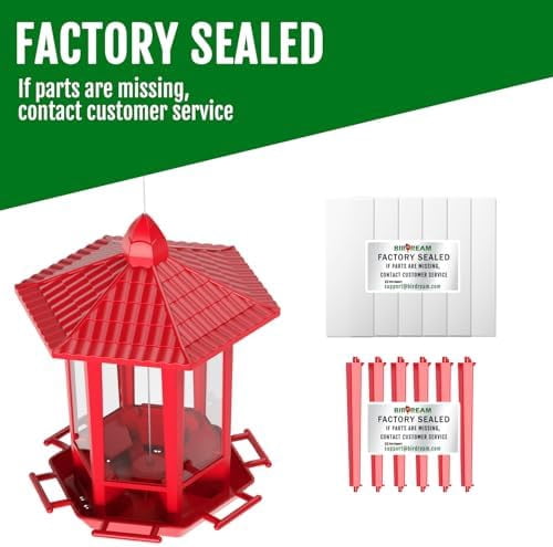 Bird Feeders for Outdoor Hanging, Fun Installation Pagoda Design Wild Birdfeeder, Attracting Wild Birds Sparrows Finch Cardinal Goldfinch Chickadee - Red
