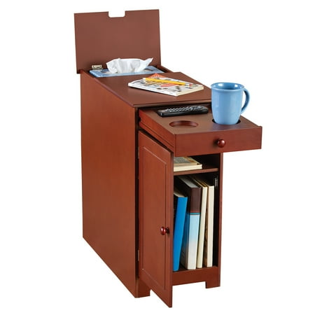 Flip Top Cafe Table - Wood Multi-use Side Table With Flip Top And Drawer