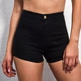 thumbnail image 4 of Conairie Black Jean Shorts Womens Slim Lift Elastic High Waisted Denim Shorts Comfort Summer Distressed Trousers with Pockets L, 4 of 9