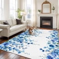 thumbnail image 2 of Spring Blue Floral Area Rugs 6'x9', Washable Small Throw Rugs for Kitchen Dining room, Farmhouse Weeping Floral Leaves Indoor Outdoor Rug Non-Slip Low Pile Carpet Runner Reversible Floor Mats, 2 of 8
