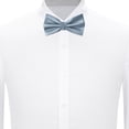 thumbnail image 4 of Jacob Alexander Men's Silk Blend Solid Color Pre-Tied Adjustable Banded Bow Tie - Dusty Blue, 4 of 5