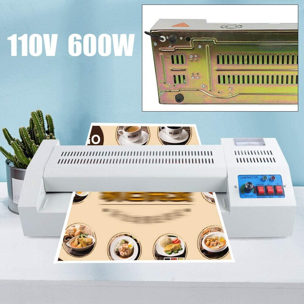 Fichiouy Hot & Cold Roll Laminator Machine 4 Rollers Laminating Machine A3 A4 for Home Office White