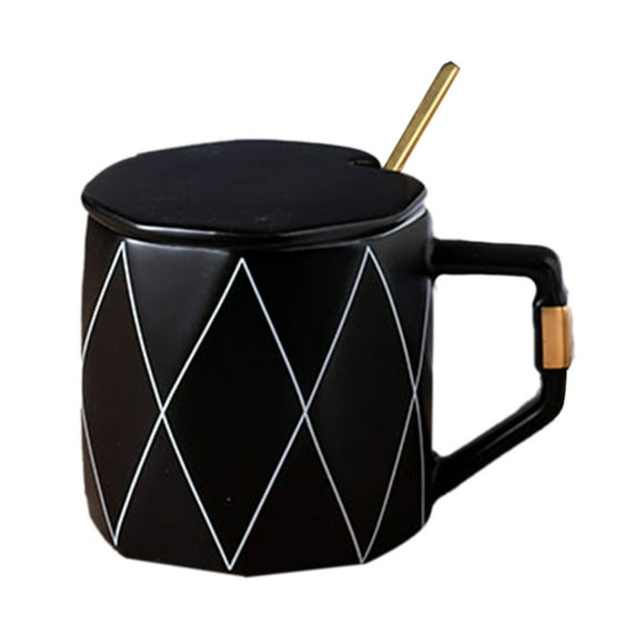 SDNall Funny Coffee Mug, Coffee Mug with Lid, Hot Chocolate Spoons, Capacity 380Ml Ceramic Mug Atmospheres Ceramic Mug Suit for Coffee Hot Chocolate Cool with Lid with Spoon Nice Gift