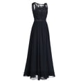 thumbnail image 4 of Alvivi Womens Embroidered Chiffon Mesh Splice Wedding Bridesmaid Prom Dress Long Maxi Evening Gown Black 12, 4 of 7